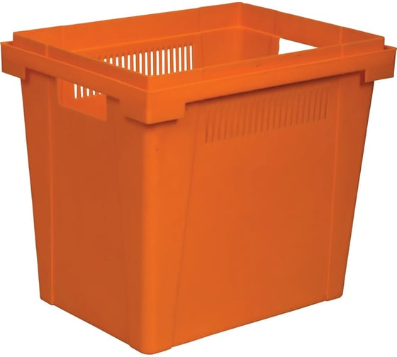 Изображение товара Ящик Тара.ру пластик 400x300x350 стенки перфорированные, цветочный цвет оранжевый 05538
