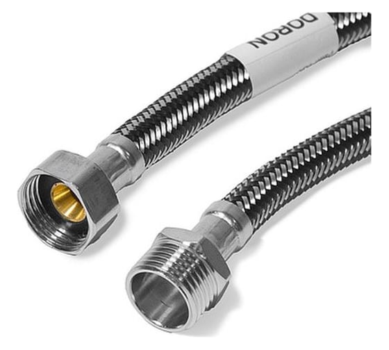 Изображение товара Подводка для воды Doron с оплетением из нержавейки и фибро-нейлона, 1/2 г/ш, 100 см 014410