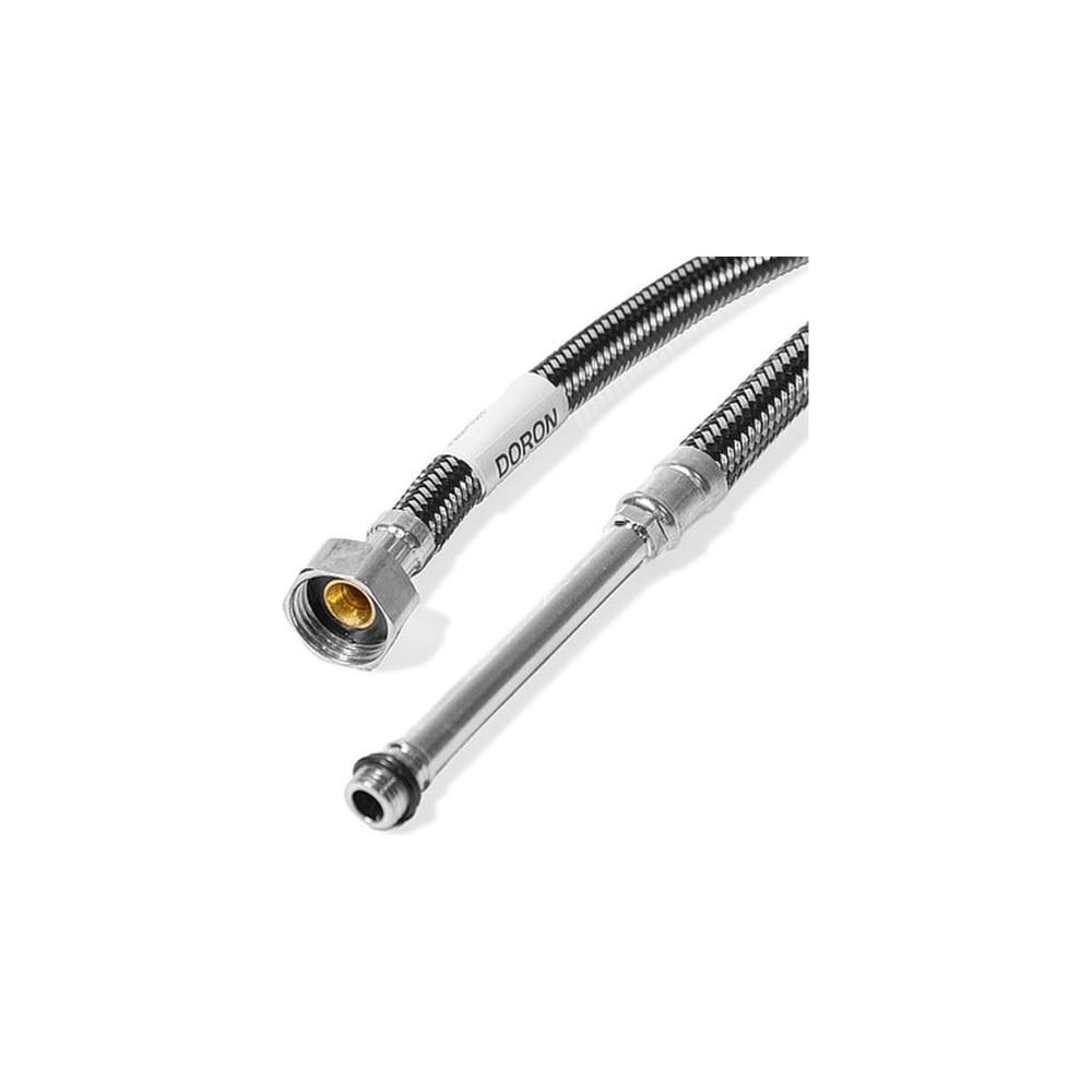 Изображение товара Подводка для смесителя Doron 1/2 М10 нержавеющая сталь фибро-нейлон 100 см