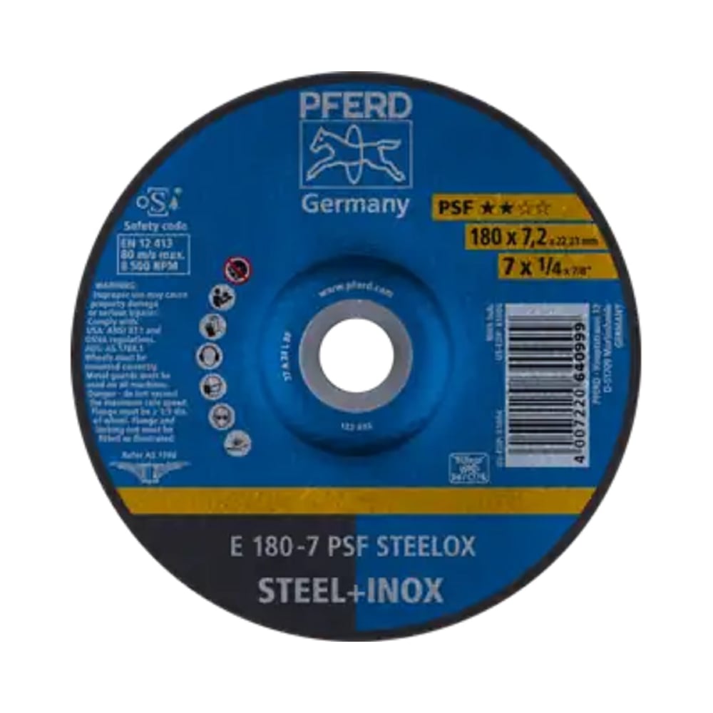Изображение товара Шлифовальный круг PFERD E 180-7 PSF STEELOX по металлу