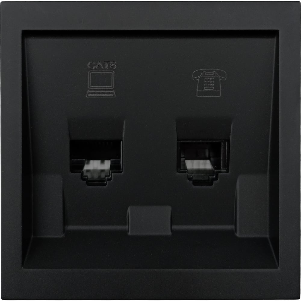 Изображение товара Модульная розетка Lezard ZIMA для компьютера и телефона черный бархат