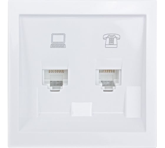 Изображение товара Розетка Lezard ZIMA компьютер+телефон, белая 704-0288-143