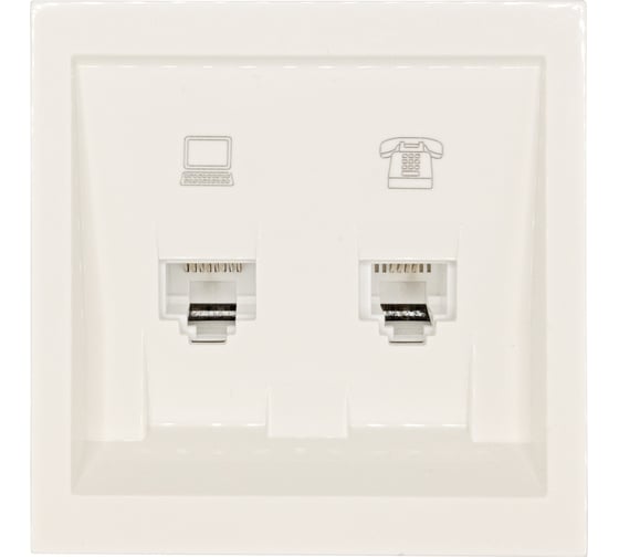 Изображение товара Розетка Lezard ZIMA компьютер+телефон, слоновая кость 704-9088-143