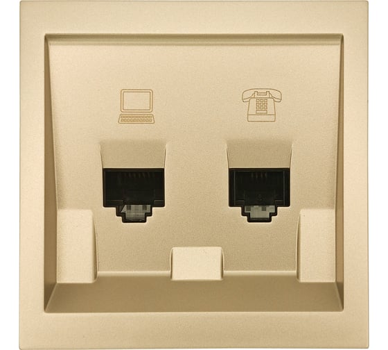 Изображение товара Розетка Lezard ZIMA компьютер+телефон, золото 704-3688-143