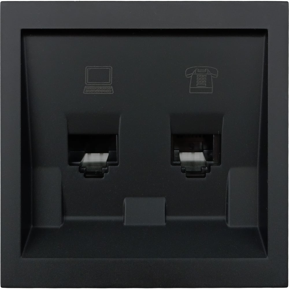 Изображение товара Розетка Lezard ZIMA для компьютера и телефона, встраиваемая, черный бархат