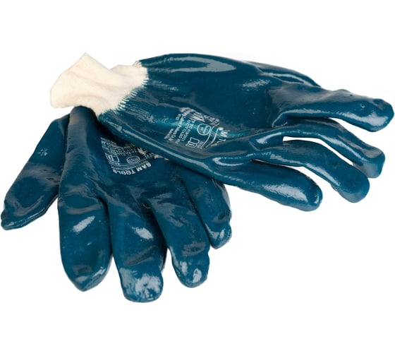 Изображение товара Перчатки маслобензостойкие трикотажные SAMGRUPP полный нитриловый облив, синие, р.10/XL, 24 пар, SAMC-074000001-24