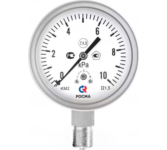Изображение товара Манометр низкого давления РОСМА КМ-22Р Кс (0-10кПа) ДК100 G1/2, класс точности 1.5 D900-02612