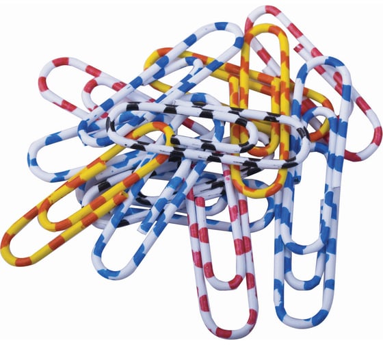 Изображение товара Скрепки BRAUBERG 28 мм, с цветными полосками, 100 шт, в картонной коробке 221534