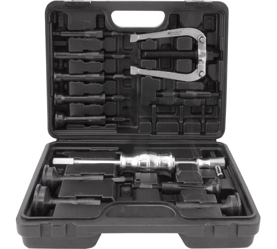 Изображение товара Съемник подшипников с цанговыми захватами за внутреннюю обойму и обратным молотком в наборе Thorvik SHIPS858 диапазон захватов 8-58 мм 053863