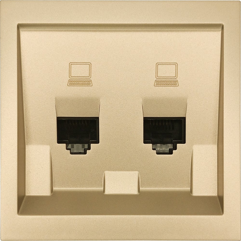 Изображение товара Розетка компьютерная Lezard 2-ая встраиваемая с RJ45 золото ZIMA 704-3688-141