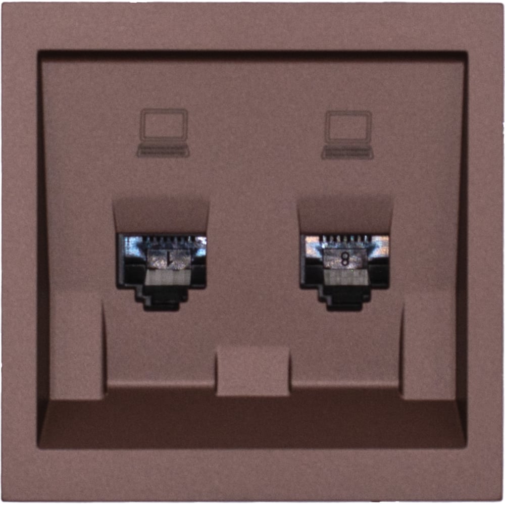 Изображение товара Розетка компьютерная встраиваемая Lezard шоколад 2 гнезда RJ45 IP20