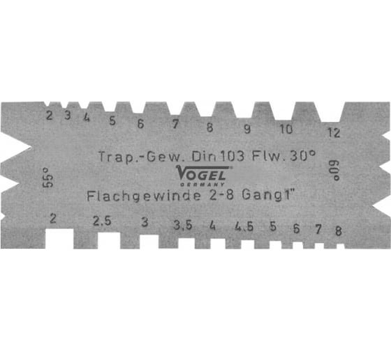 Изображение товара Шаблоны резьбовые Vogel для трапецивидной (2-12 мм) и ленточной (2-8н/дюйм) резьбы 472005