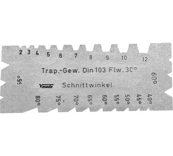 Изображение товара Шаблоны резьбовые Vogel для трапецивидной (2-12 мм) и упорной (40-80 градусов) резьбы 472006