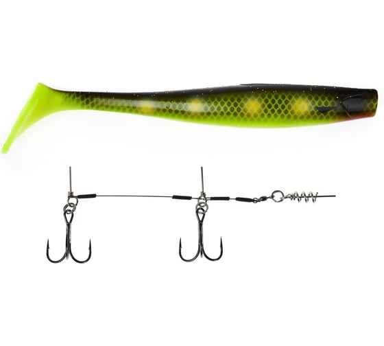 Изображение товара Виброхвосты LUCKY JOHN LJ 3D BBS Series KUBIRA SWIM SHAD 9,0in, цвет PG21 1шт.+Stinger L 140433SET-PG21