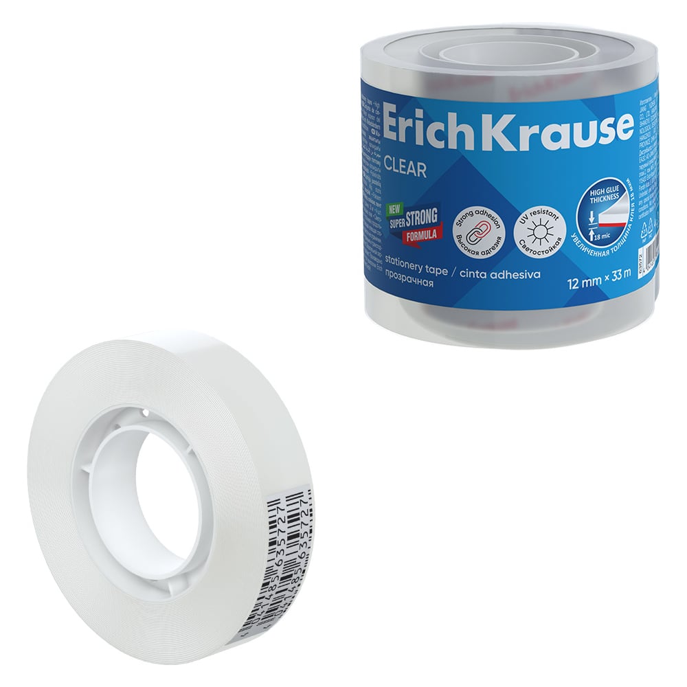 Изображение товара Набор из 4 клейких лент ErichKrause Clear 12 мм x 33 м