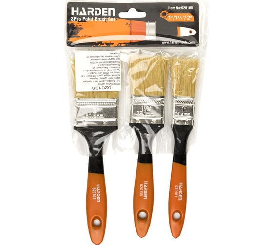 Изображение товара Набор кистей флейцевых Harden Гоген 25-50мм 3шт 620108
