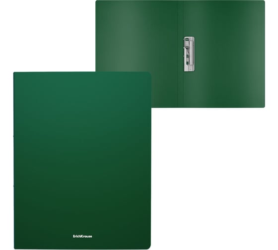 Изображение товара Пластиковая папка с боковым зажимом ErichKrause Matt Classic A4, зеленый (в пакете по 4 шт) 50136