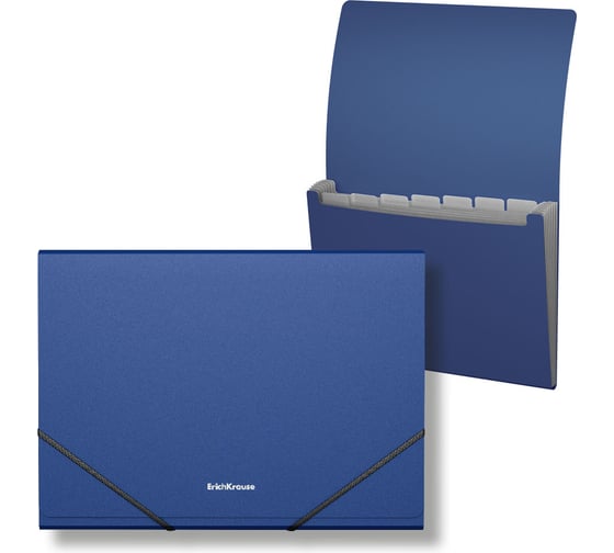 Изображение товара Пластиковая папка-картотека ErichKrause Matt Classic с 7 отделениями, A4, синий (в пакете по 4 шт) 50415