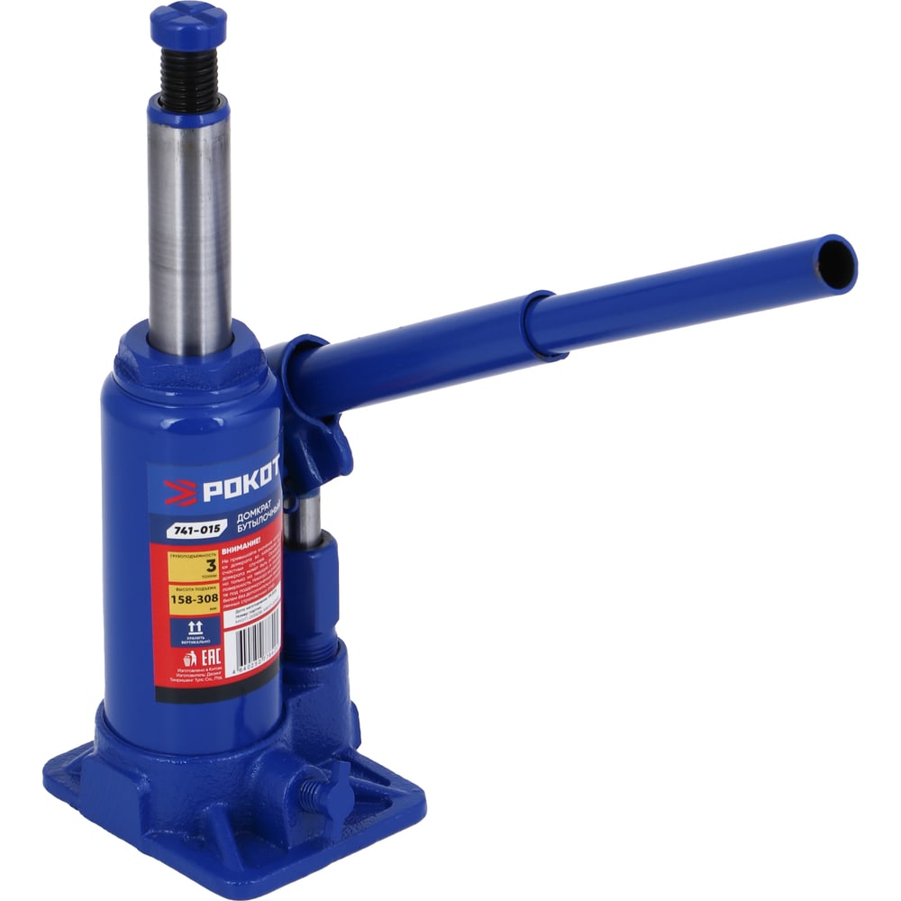 Изображение товара Домкрат бутылочный РОКОТ 3 т гидравлический для авто и грузов