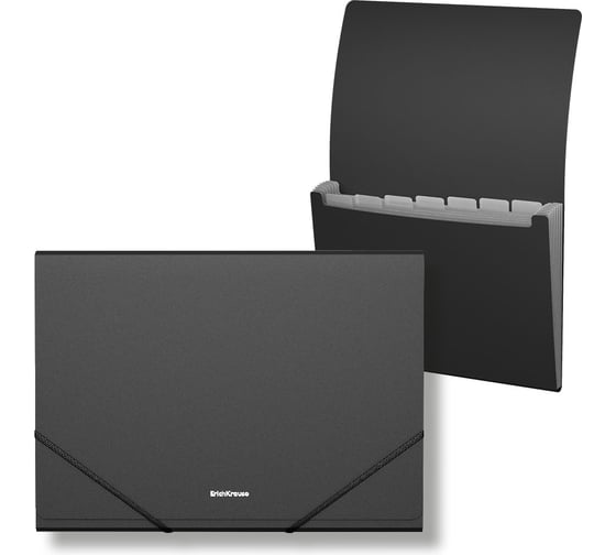 Изображение товара Пластиковая папка-картотека ErichKrause Matt Classic с 7 отделениями, A4, черный (в пакете по 4 шт) 50414