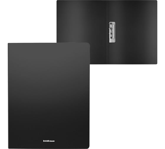 Изображение товара Пластиковая папка ErichKrause Matt Classic с боковым зажимом, A4, черный (в пакете по 4 шт) 50134