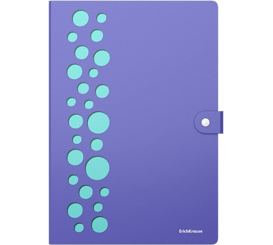 Изображение товара Пластиковая папка-картотека ErichKrause Diagonal Pastel на кнопке, с 4 отделениями, с перфорацией, A4, ассорти (в пакете по 4 шт) 61211