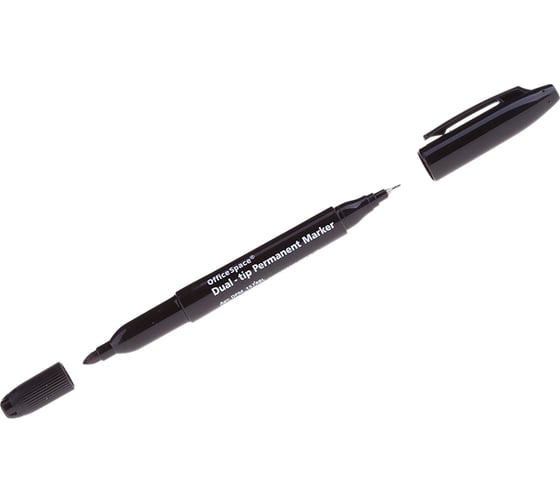Изображение товара Двухсторонний перманентный маркер OfficeSpace черный, пулевидный, 0,8/2,2 мм DPM_1574BL