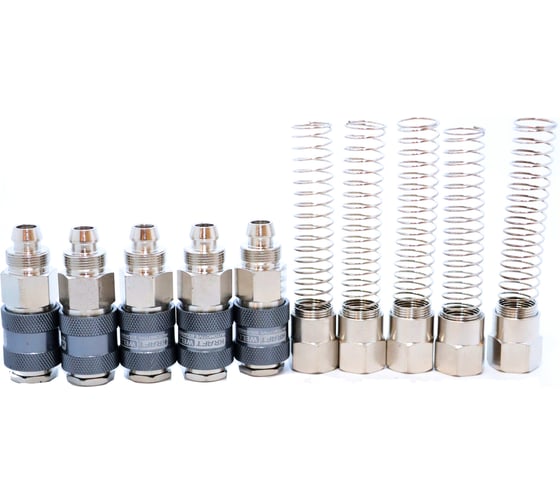 Изображение товара БРС KraftWell мама c пружиной для шланга 10x15 мм, 5 шт KRW-QCS1014F-5