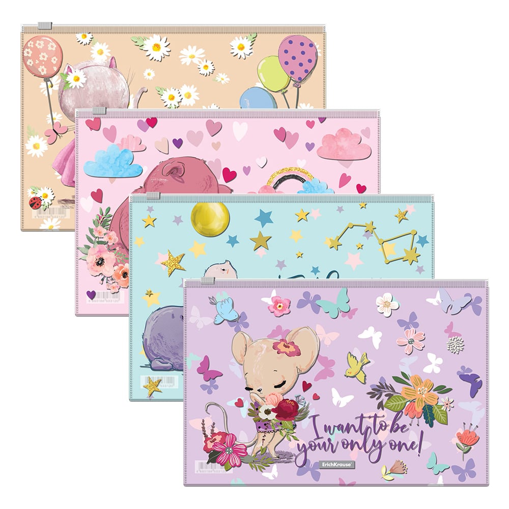 Изображение товара Пластиковые Zip-пакеты ErichKrause Cute Animals B5, ассорти, 12 шт