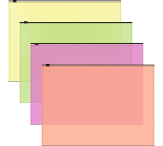 Изображение товара Zip-пакет пластиковый ErichKrause Fizzy Neon, A4, полупрозрачный, ассорти, 12 шт 47070
