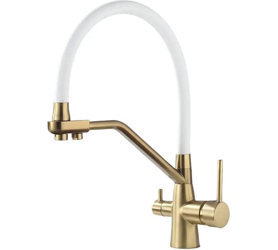 Изображение товара Смеситель для кухни с гибким изливом и подключением фильтра Maretti Eleganza GOLD, золотой сатин ENG31RGF13