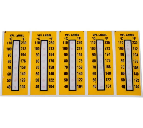 Изображение товара Наклейка термоиндикаторная необратимая VPL Thermolabel на 8 температур (40- 110C), упаковка 50 штук VPLH6