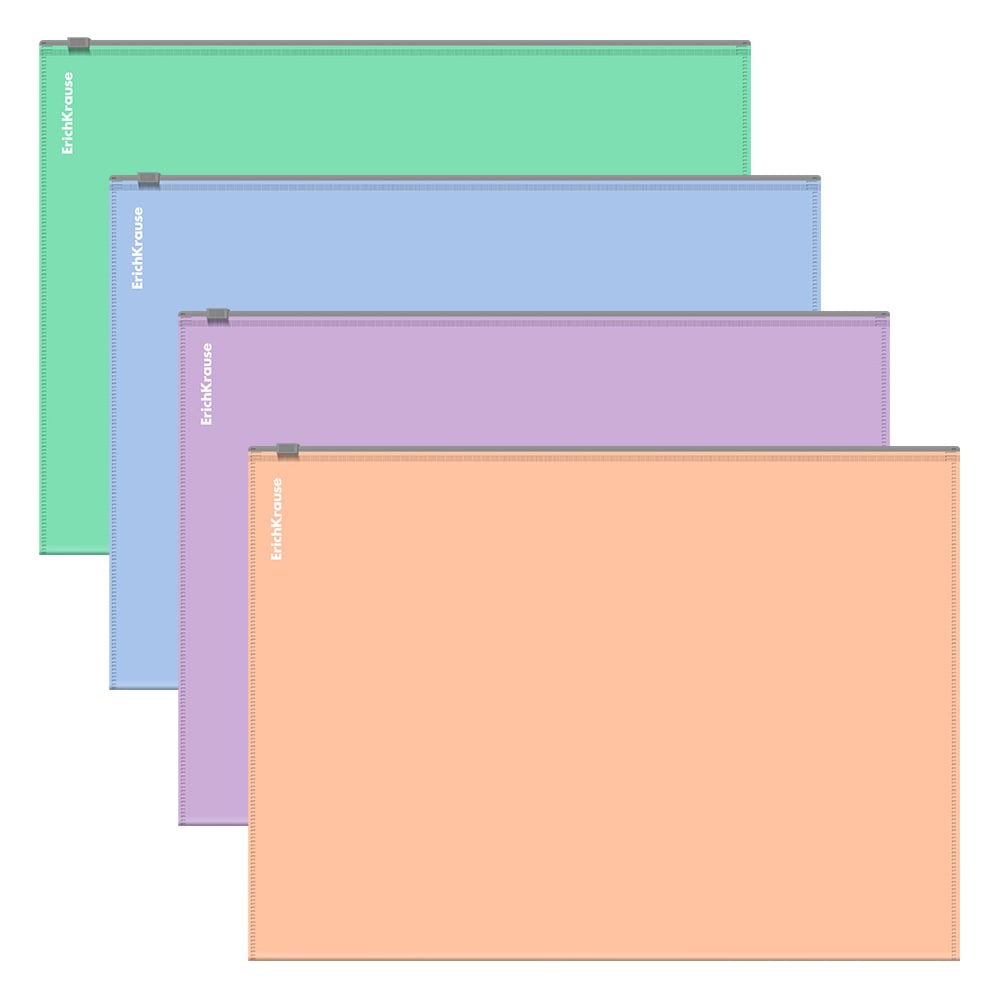 Изображение товара Zip-пакет пластиковый ErichKrause Matt Pastel Bloom, A4, непрозрачный, ассорти, 12 шт 61169
