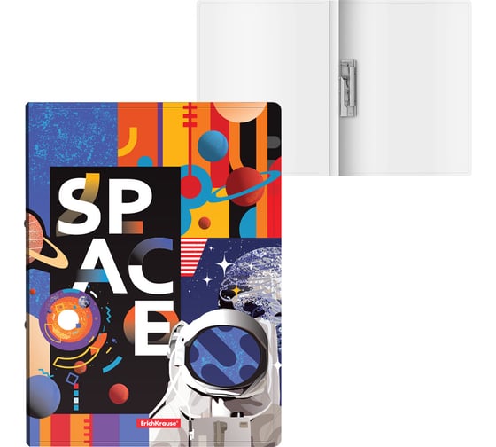 Изображение товара Пластиковая папка ErichKrause Cosmonaut с боковым зажимом, A4 (в пакете по 4 шт) 54316