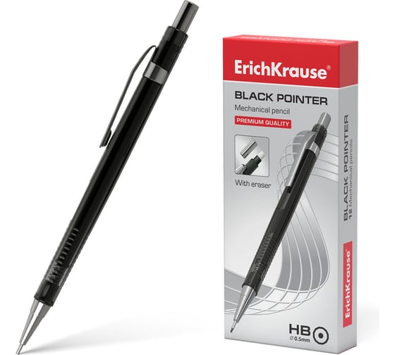 Изображение товара Карандаш механический ErichKrause Black Pointer 0.5 мм, НВ (в коробке по 12 шт.) 22005