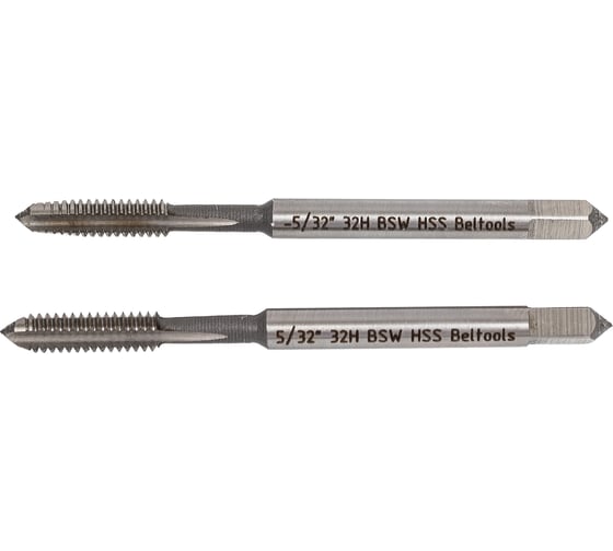 Изображение товара Метчик дюймовый 5/32" 32 ниток BSW машинно-ручной HSS 2шт компл. резьба Уитворта исп1 Beltools ri.111.407