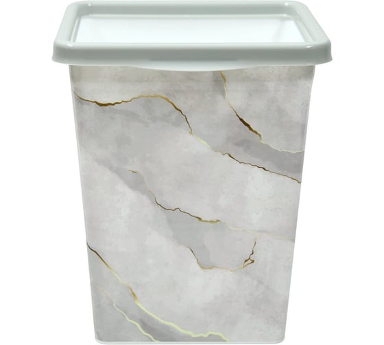 Изображение товара Ведро для мусора с фиксатором квадратное МУЛЬТИДОМ 8,5л с декором Белый Мрамор  940 856