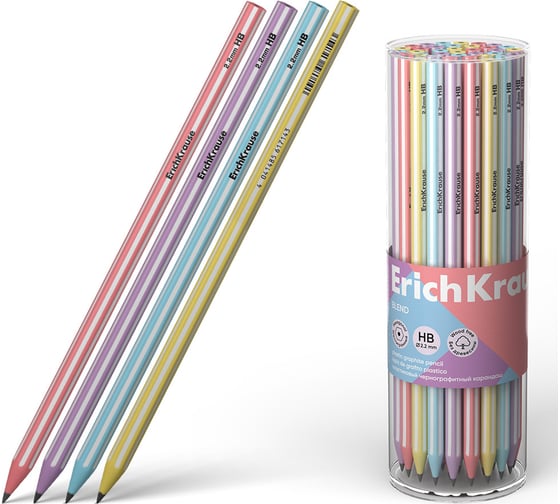 Изображение товара Чернографитный карандаш пластиковый ErichKrause Blend, шестигранный, HB (в тубусе по 42 шт.) 61714
