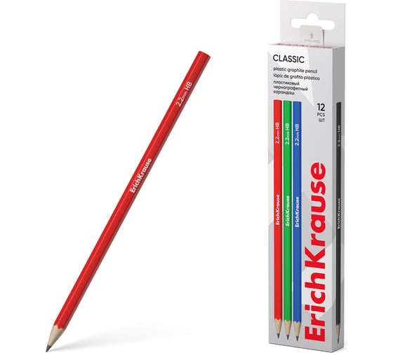 Изображение товара Графитный карандаш пластиковый ErichKrause Классика, шестигранный, ТМ 55266