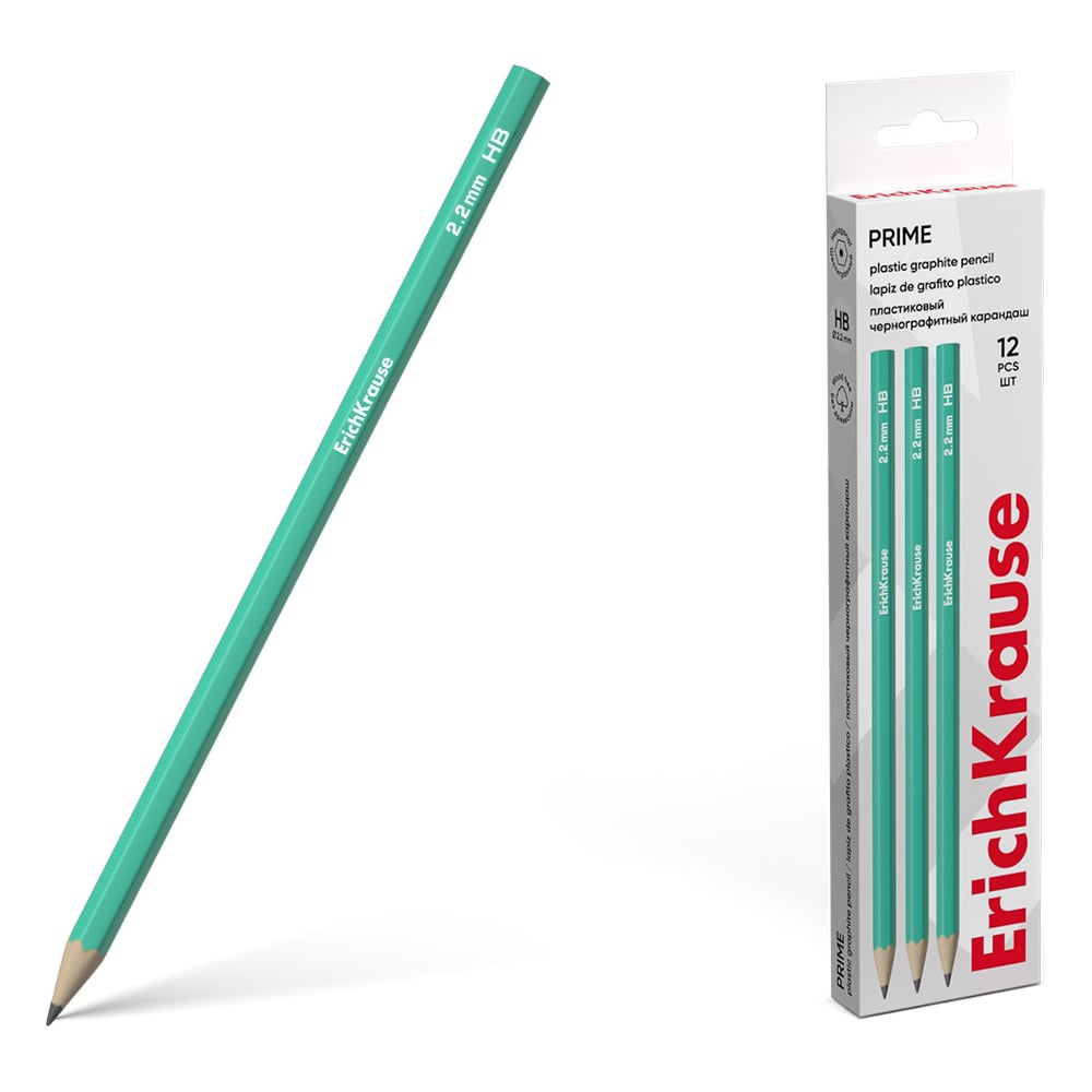 Изображение товара Чернографитный пластиковый карандаш ErichKrause Prime HB в коробке 12 шт