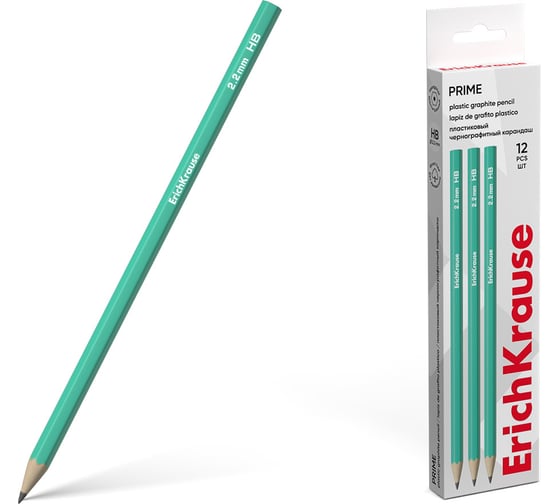 Изображение товара Чернографитный карандаш пластиковый ErichKrause Prime, шестигранный, HB (в коробке по 12 шт.) 60694