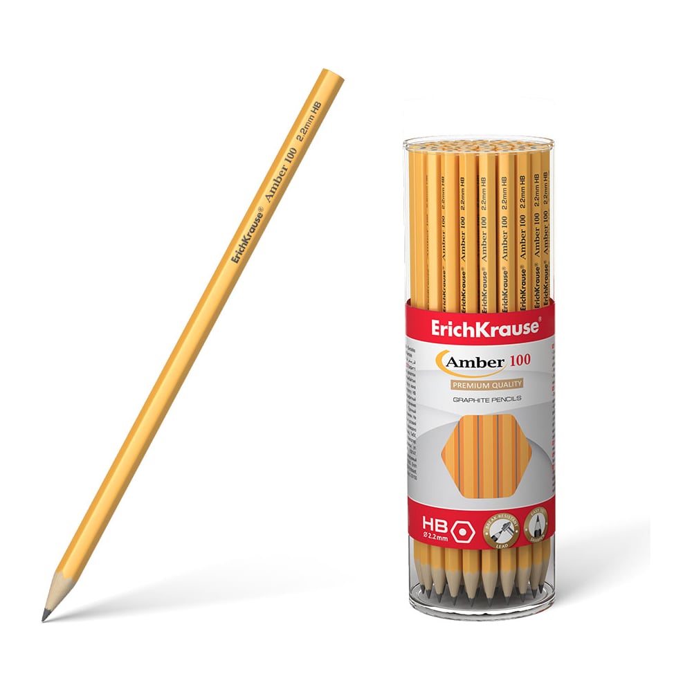 Изображение товара Чернографитный карандаш ErichKrause Amber, HB, шестигранный, 175 мм, 42 шт.