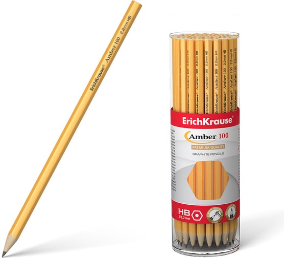 Изображение товара Чернографитный карандаш ErichKrause Amber, шестигранный, HB (в тубусе по 42 шт.) 45476