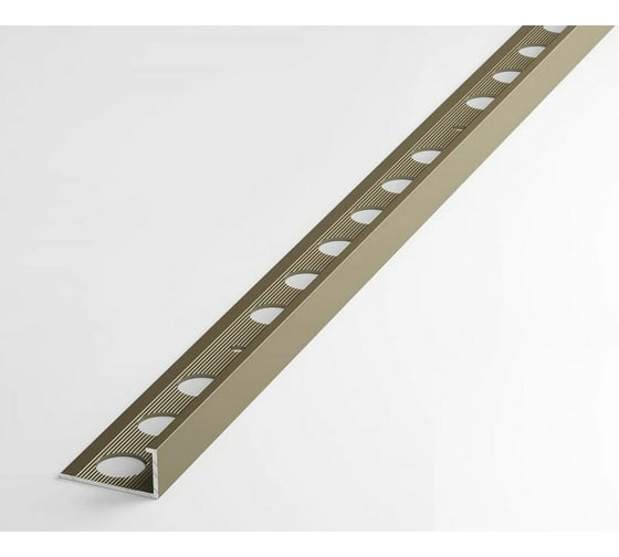 Изображение товара Профиль для плитки ЛУКА алюминиевый окантовочный, 9 мм, 2.7 м, анодированный, шампань УТ000028774