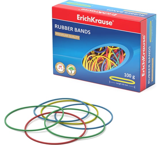Изображение товара Банковская резинка ErichKrause длина 60 мм цветная 16397