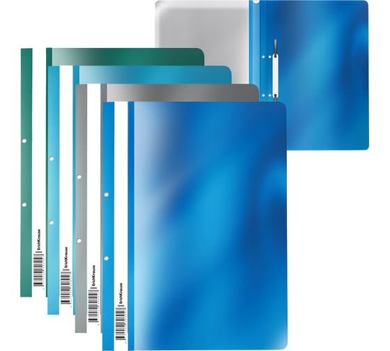 Изображение товара Папка-скоросшиватель ErichKrause с перфорацией пластиковая текстура Зеркало Ледяной металл, A4, ассорти 53289