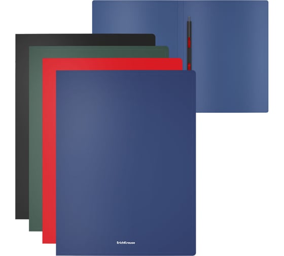 Изображение товара Папка-скоросшиватель пластиковая ErichKrause с пружинным механизмом Matt Classic, A4, ассорти в пакете по 4 шт 50080