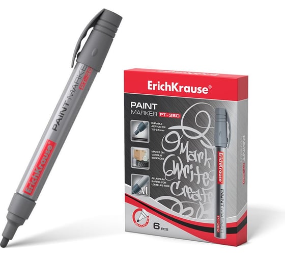 Изображение товара Маркер-краска ErichKrause PT-350, цвет чернил серебряный 37295