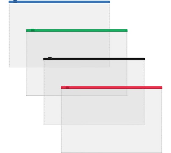 Изображение товара Zip-пакет пластиковый ErichKrause Fizzy Clear c цветной молнией, B5, прозрачный, ассорти, 12 шт 50327