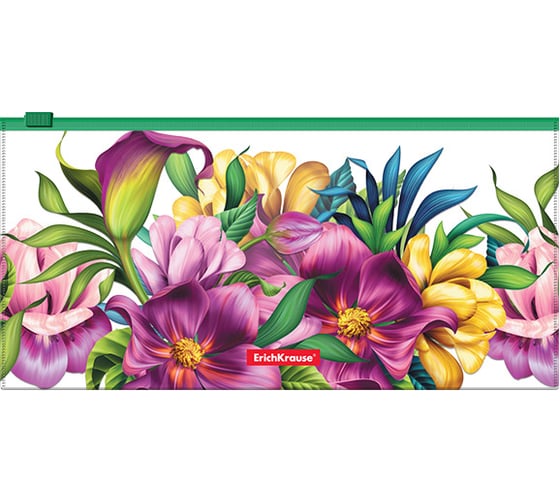 Изображение товара Зиплок-пакет ErichKrause пластиковый Тропические цветы, дорожный формат 55343